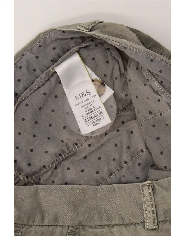 Shorts chino feminino Marks & Spencer Reino Unido 12 médio W32 algodão cáqui