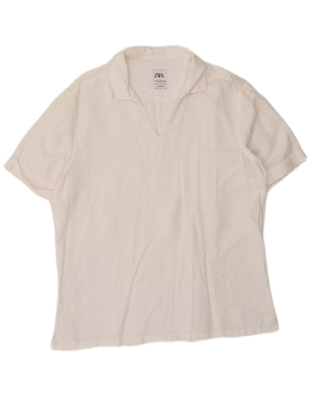 Camisa feminina Zara de manga curta e ajuste relaxado Reino Unido 14 médio branco