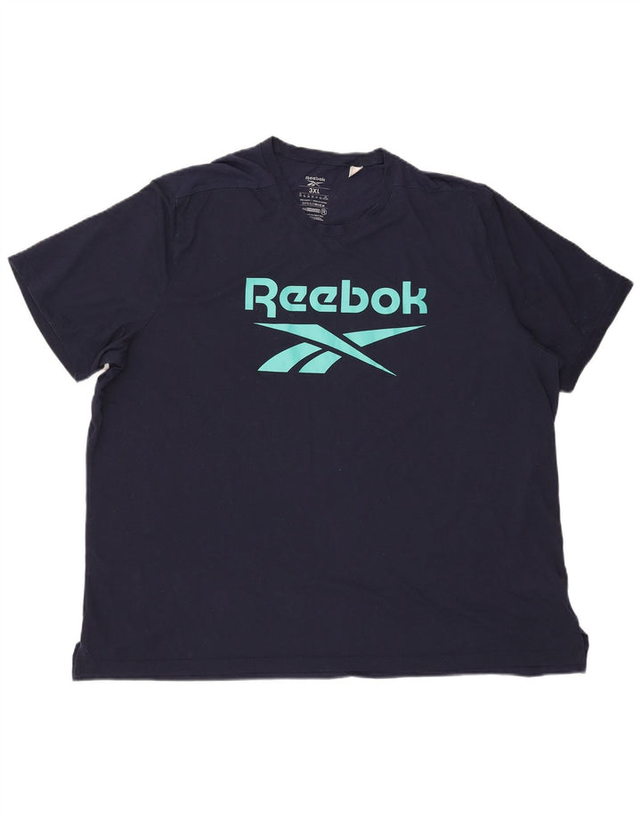 Camiseta gráfica masculina Reebok Top 3XL azul marinho poliéster