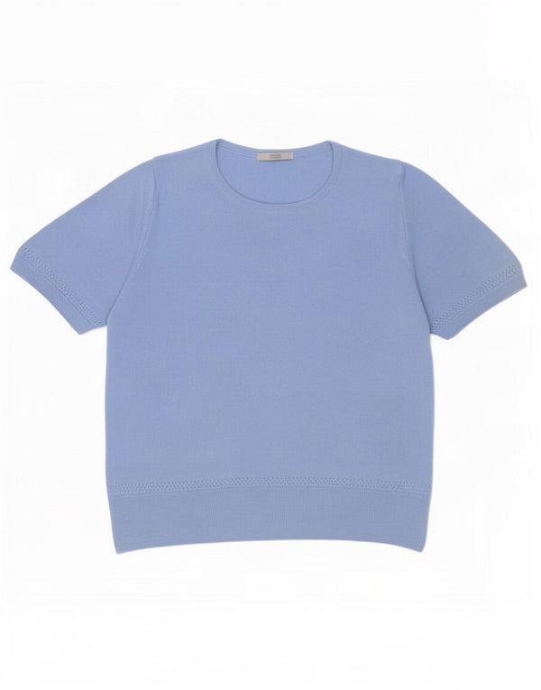 Suéter feminino Marks & Spencer de manga curta com gola redonda UK 20 2XL azul