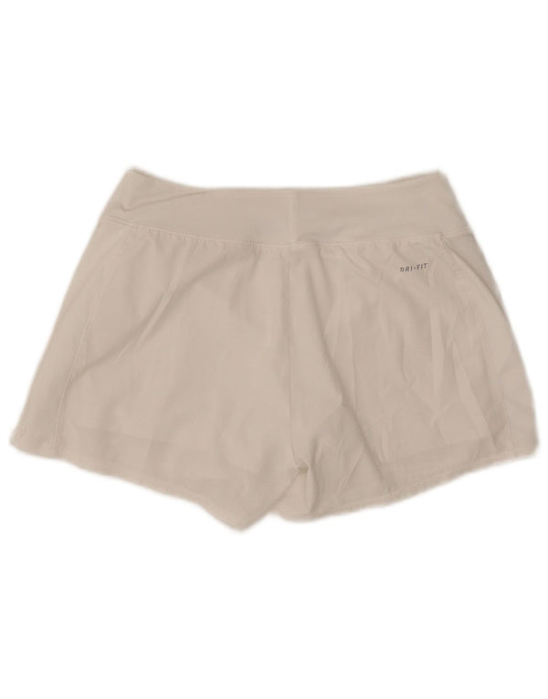 Shorts esportivos femininos Nike Dri Fit UK 10 pequenos brancos