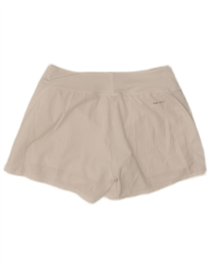 Shorts esportivos femininos Nike Dri Fit UK 10 pequenos brancos