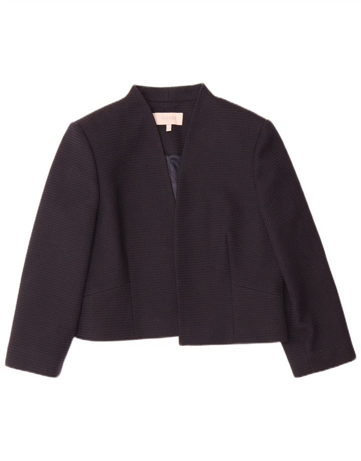 Jaqueta bolero feminina HOBBS crop manga 3/4 aberta Reino Unido 12 médio preto