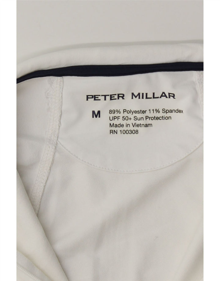Pulôver feminino Peter Millar com zíper e gola em poliéster branco médio