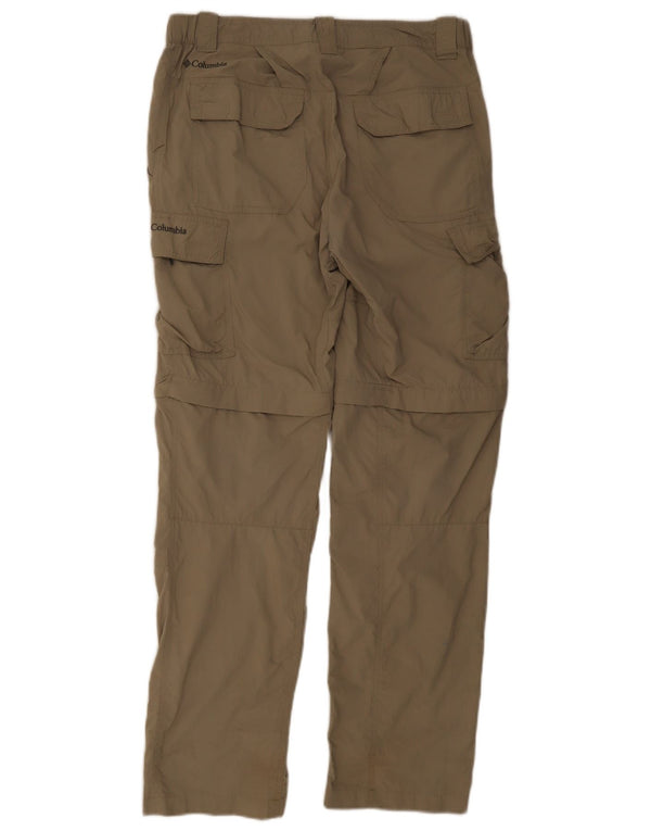 Calça cargo Columbia masculina Omni-Shade para caminhada W34 L32 cáqui nylon