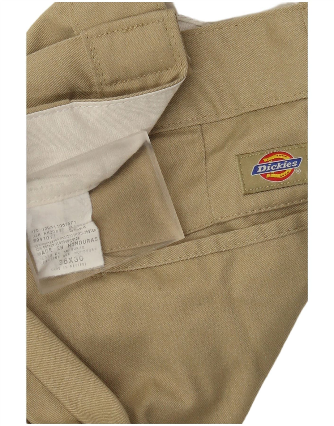 Calças Chino retas masculinas Dickies W36 L30 poliéster bege