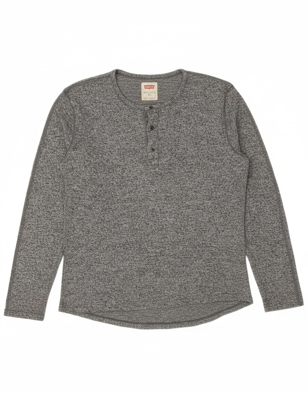 LEVI'S Top masculino de manga comprida grande algodão manchado cinza
