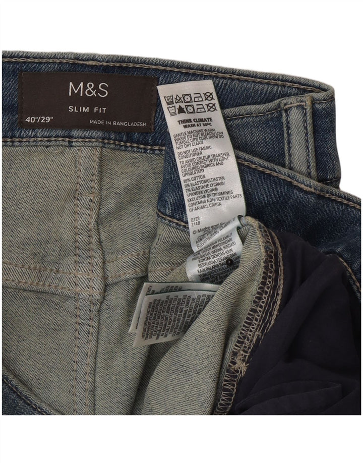 Marks & Spencer Mens Slim Jeans W40 L29 Azul Algodão