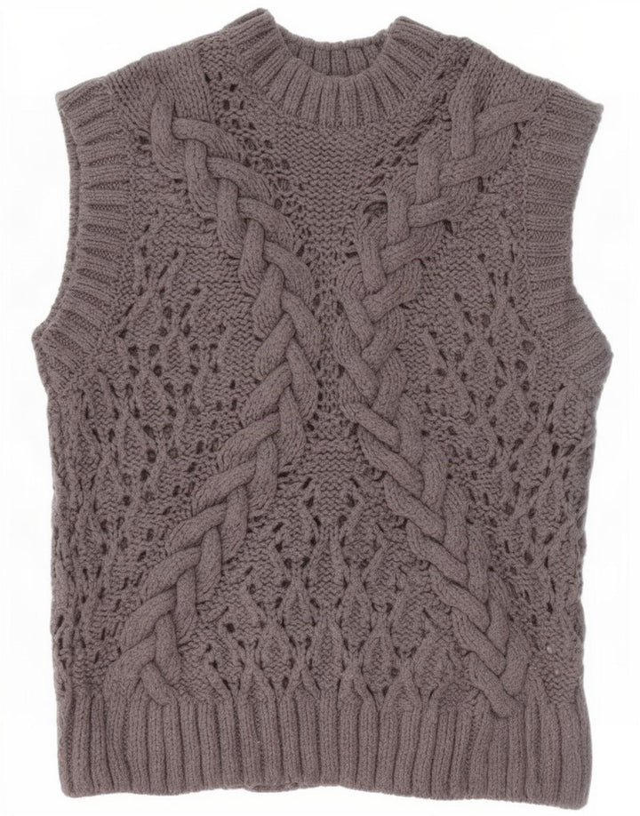 Zara Womens Vest Tank Top UK 10 Pequeno Acrílico Cinza