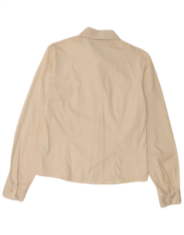 Camisa feminina Trussardi UK 10 pequena algodão bege