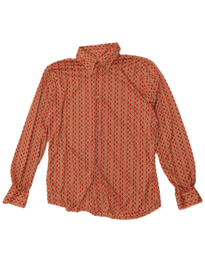 Camisa masculina Hacienda Pvblica poliéster geométrico vermelho médio