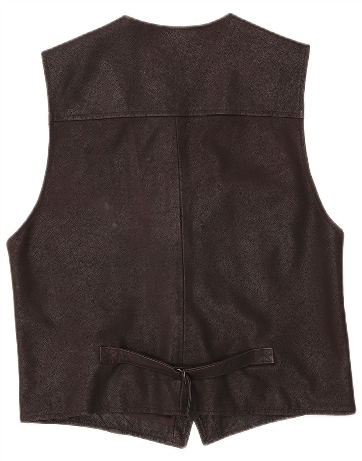 Colete de couro masculino C&A UK 40 grande couro marrom