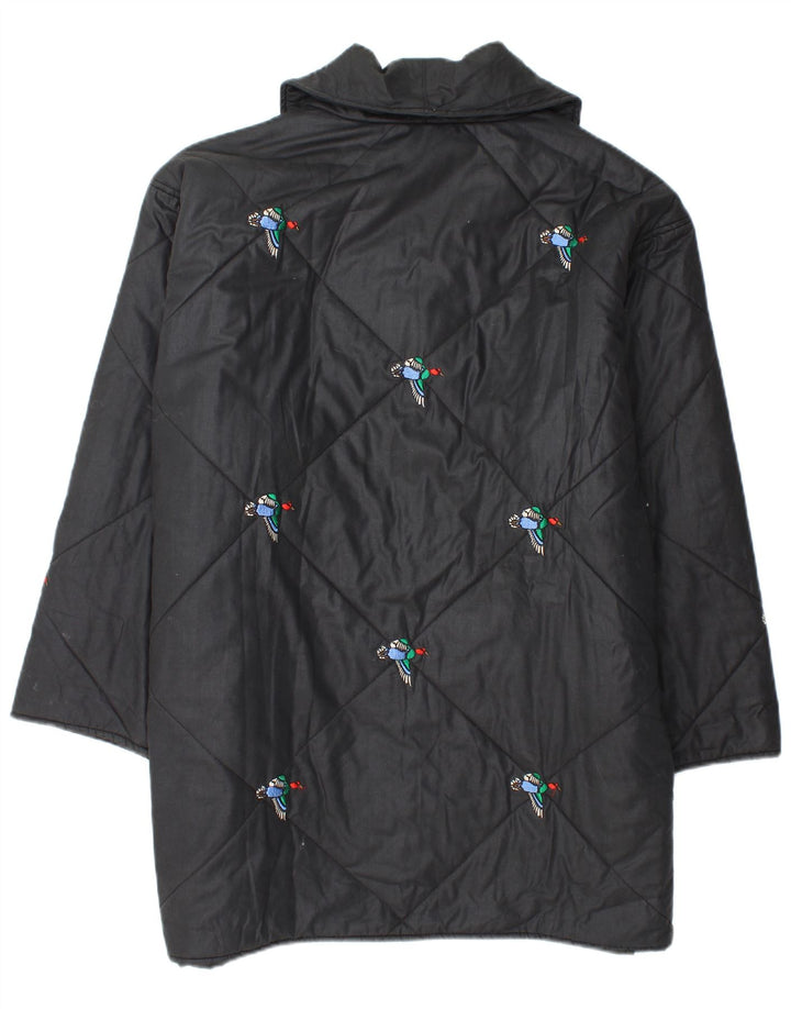 Casaco corta-vento feminino vintage folgado Reino Unido 20 2XL preto com estampa animal