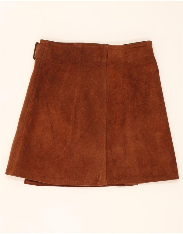 Saia feminina vintage de camurça W25 XS couro marrom