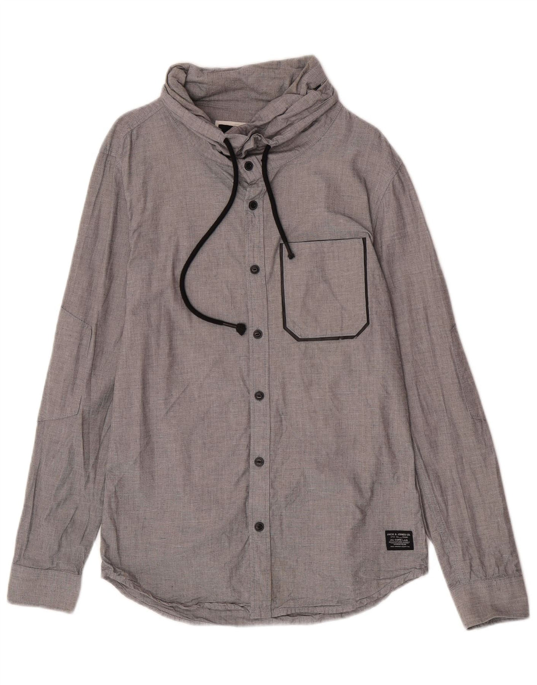 Camisa masculina Jack & Jones com gola redonda e algodão cinza pequeno