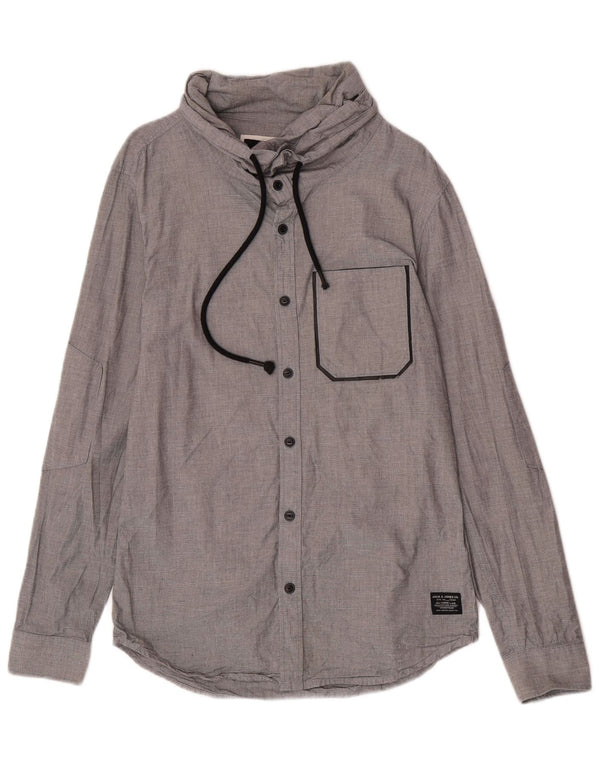 Camisa masculina Jack & Jones com gola redonda e algodão cinza pequeno