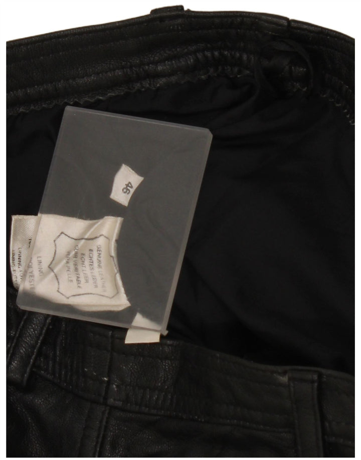 Calça feminina VINTAGE de cintura alta IT 46 grande W28 L32 couro preto