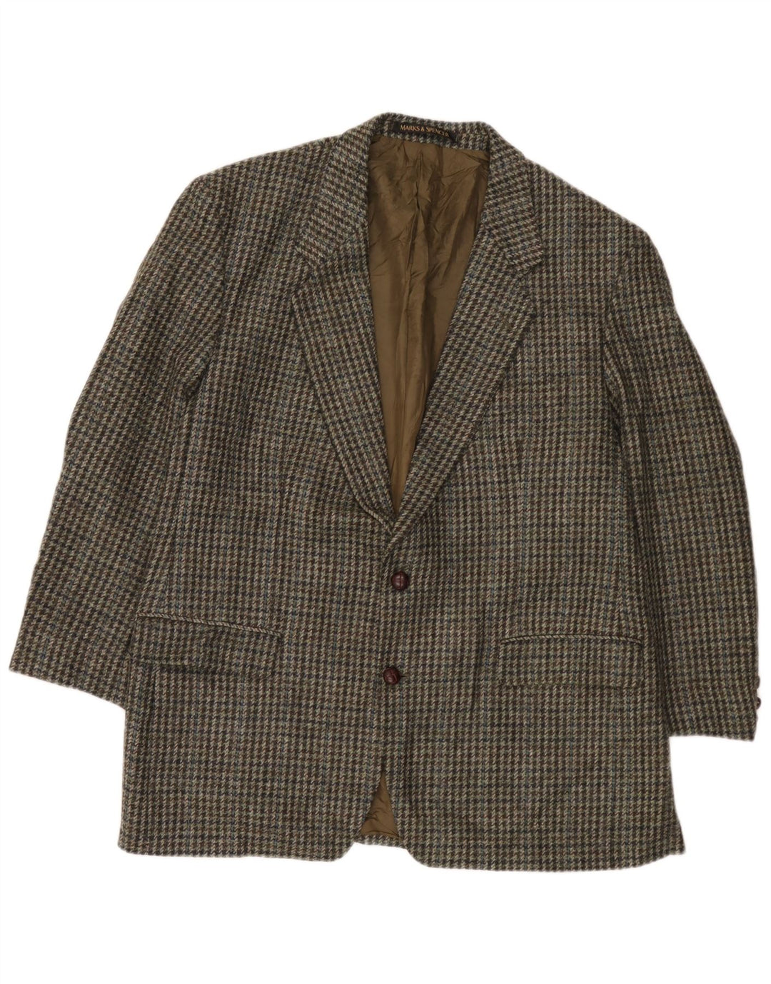 Jaqueta Marks & Spencer masculina St. Michael Blazer Reino Unido 44 XL verde Houndstooth