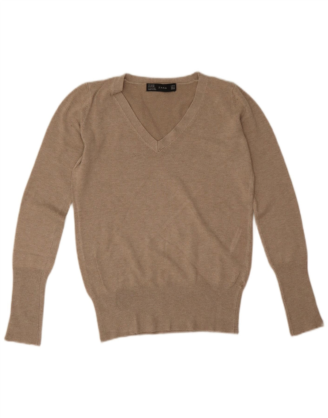 Suéter feminino Zara com decote em V UK 12 cinza médio