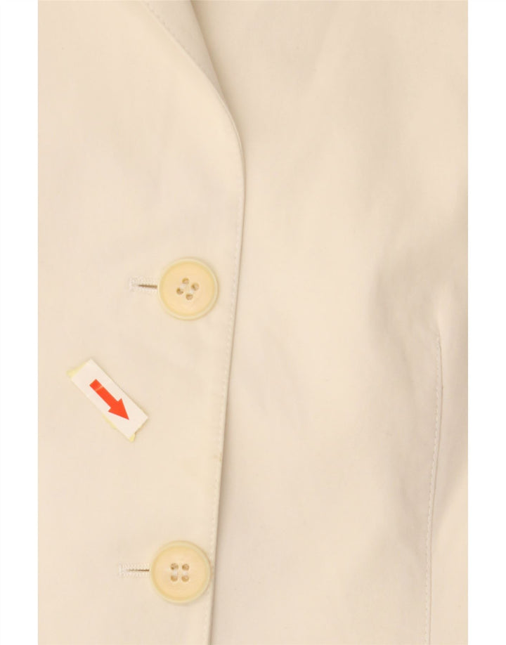 EMPORIO ARMANI Jaqueta blazer feminina de 3 botões IT 44 médio off white algodão