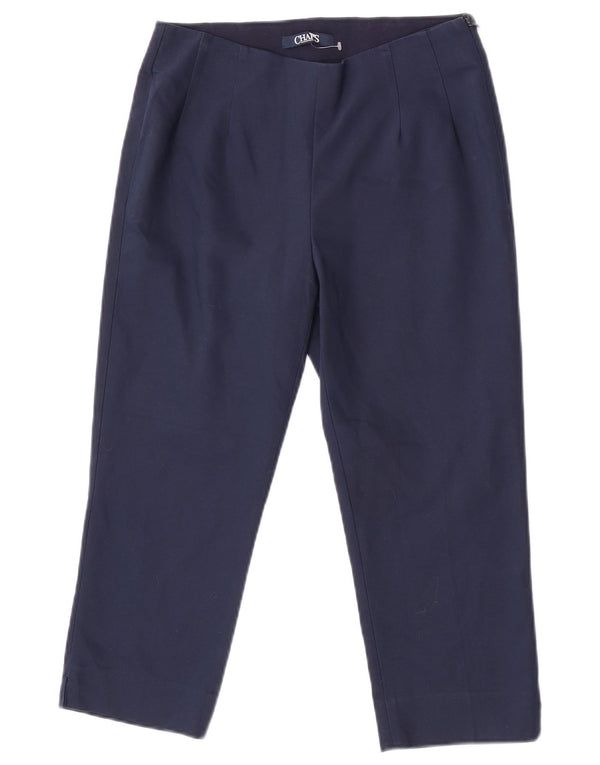 Calça feminina Capri US 6 médio W27 L21 poliéster azul marinho
