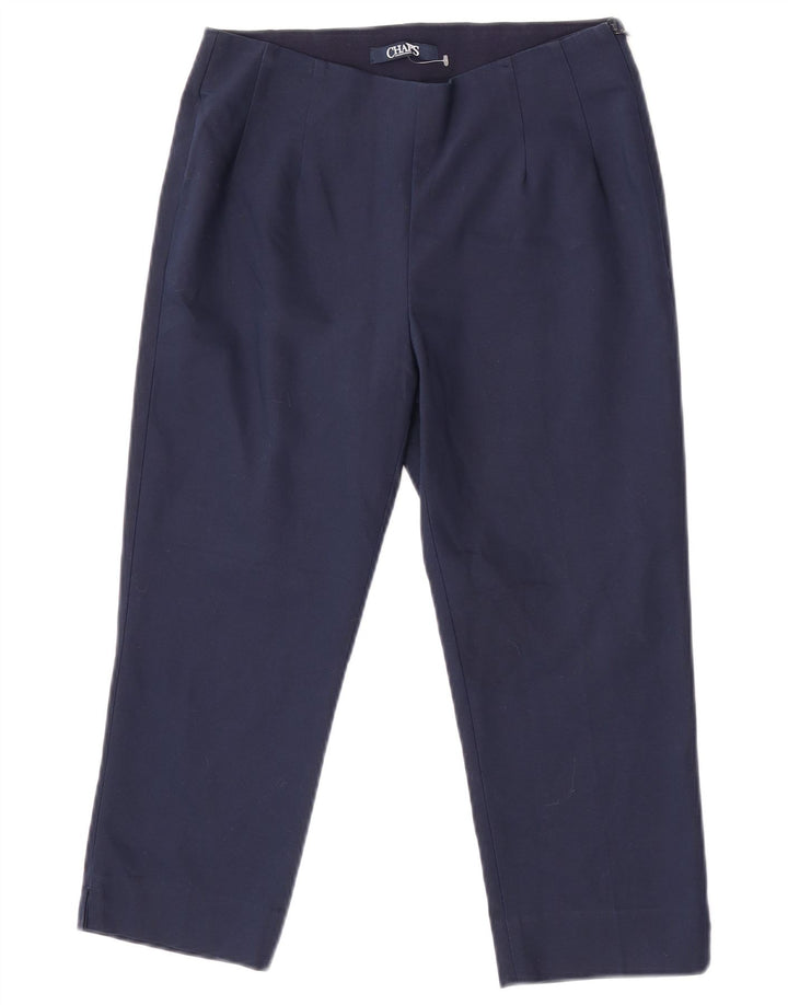 Calça feminina Capri US 6 médio W27 L21 poliéster azul marinho