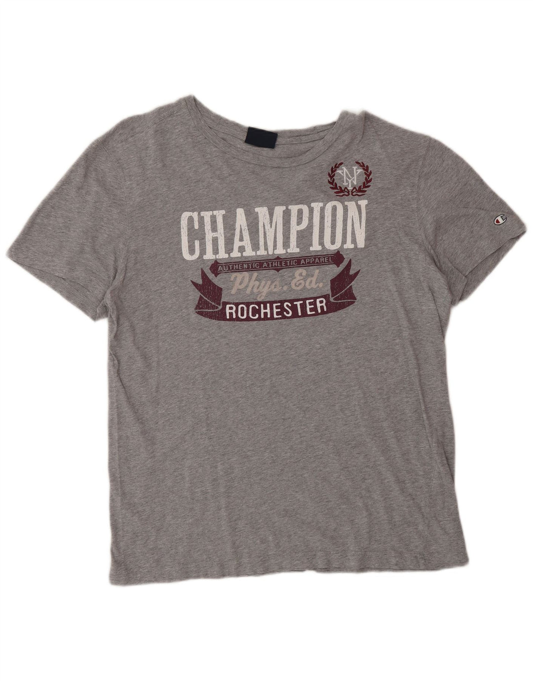 Camiseta masculina Champion Rochester com estampa gráfica grande de algodão cinza