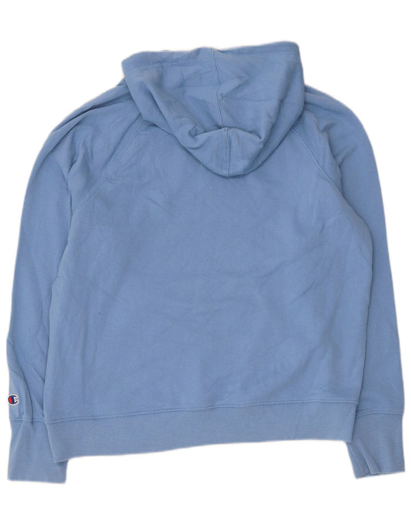 Jumper feminino com capuz gráfico Champion UK 14 algodão azul médio