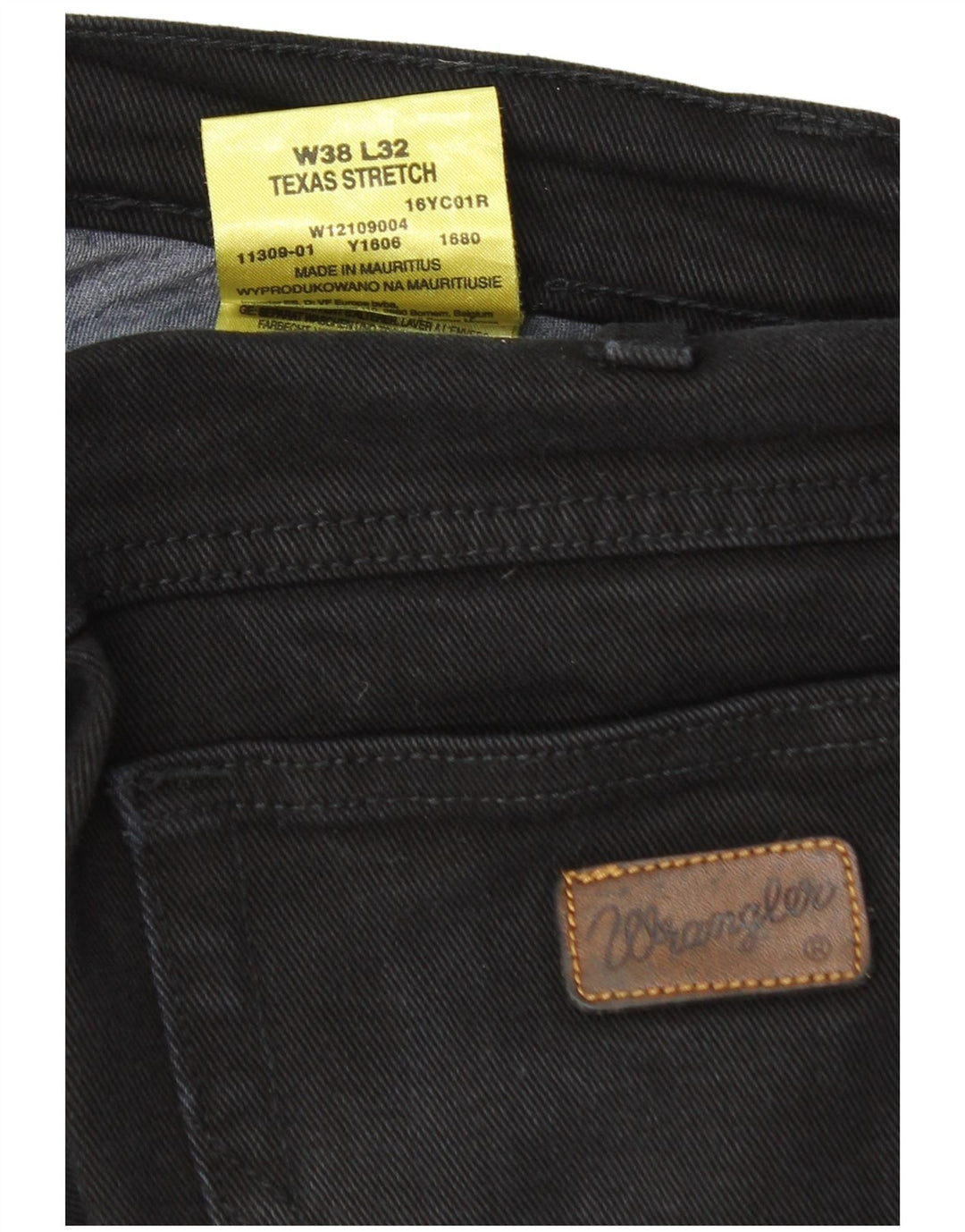 Wrangler Masculino Texas Stretch Straight Jeans W38 L32 Algodão Preto