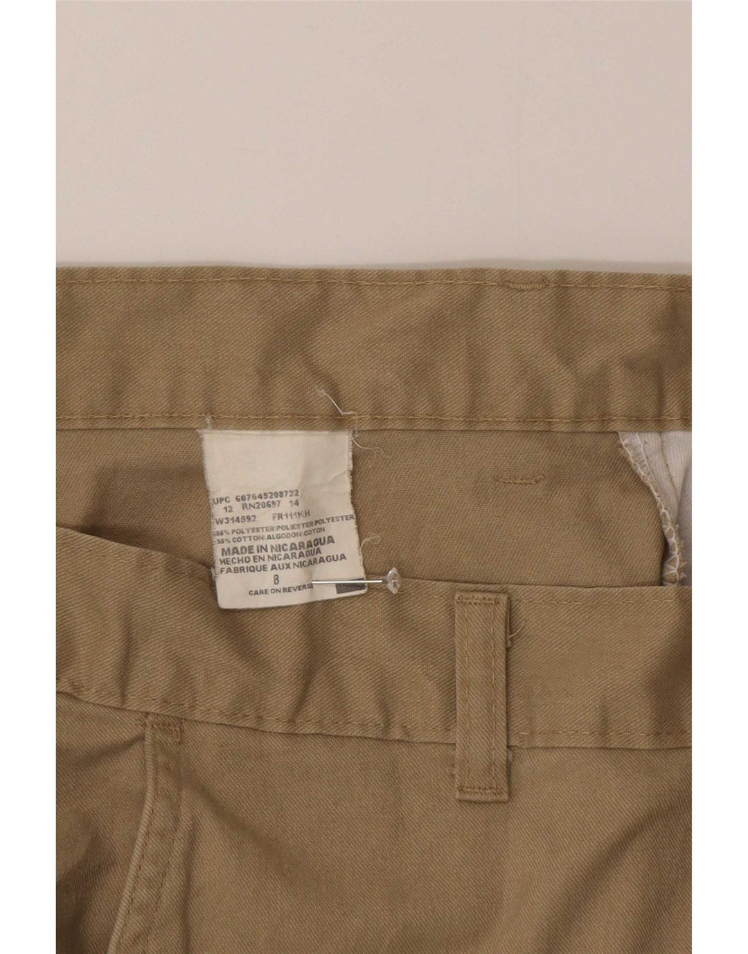 Shorts Chino feminino Dickies US 8 médio W30 algodão cáqui