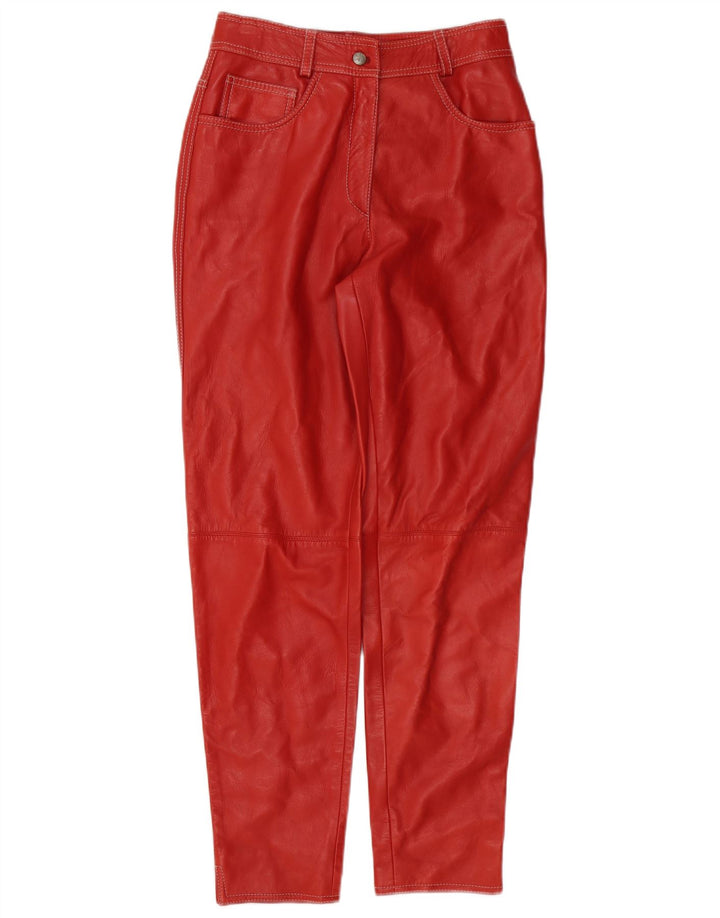 RUFF0 Calça feminina de couro slim fit W26 L29 vermelha