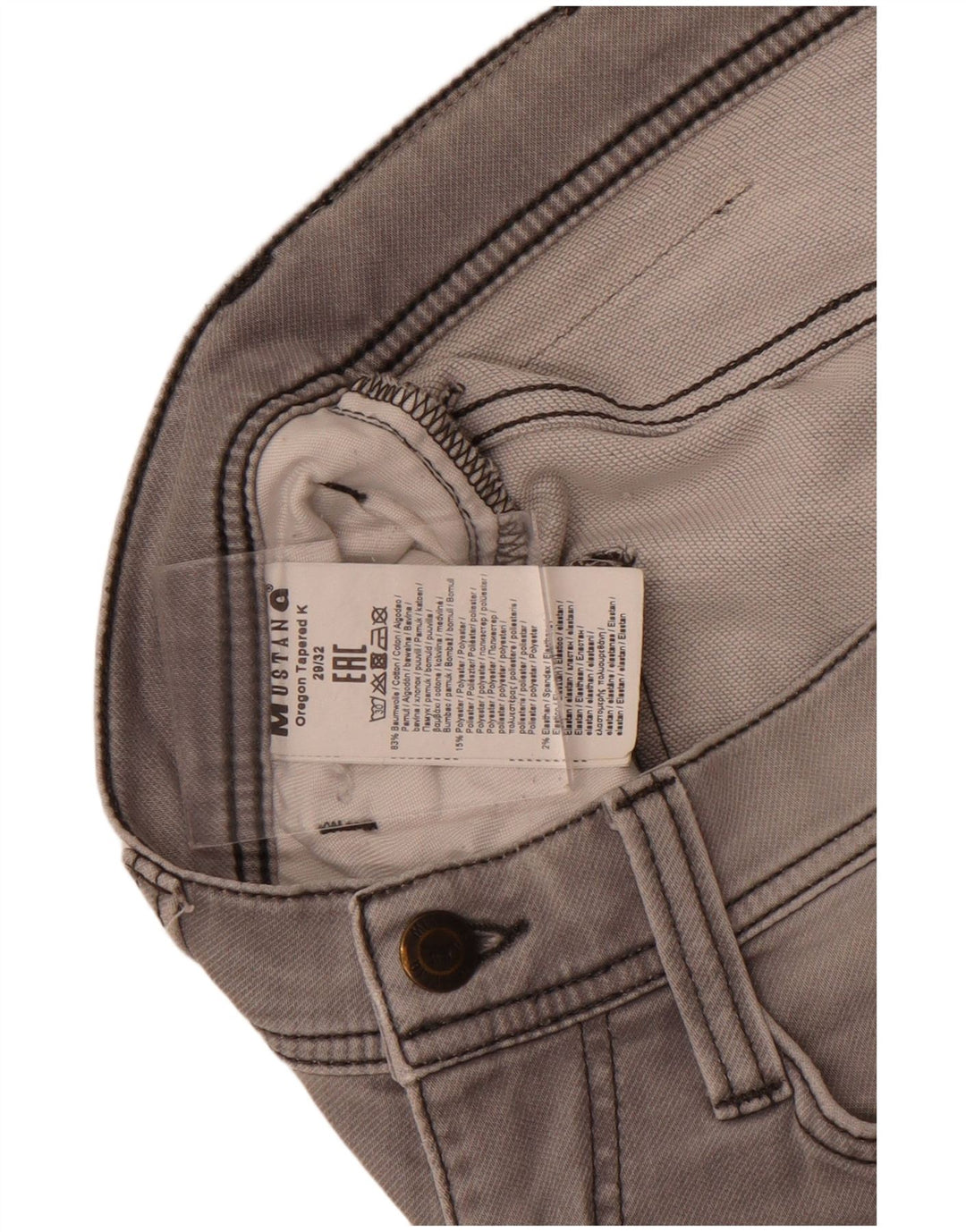 Mustang Mens Slim Jeans W29 L32 Algodão Cinza