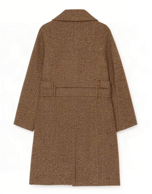 Zara Womens Trench Coat UK 10 Pequeno Lã Salpicada Cáqui