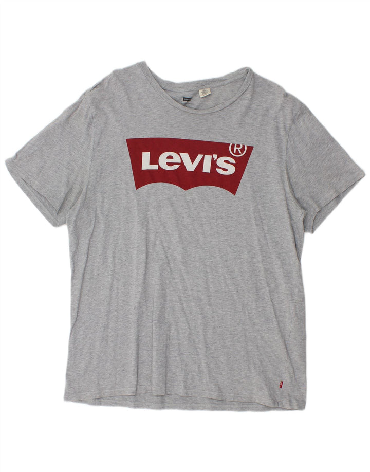 Camiseta gráfica masculina Levi's Top XL algodão manchado cinza