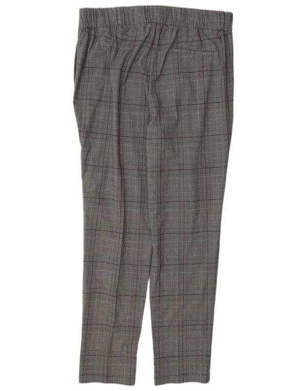 Calça casual feminina Marks & Spencer UK 16 grande W38 L31 cinza xadrez