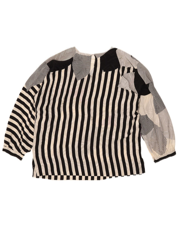 Blusa gráfica feminina vintage UK 14 grande listrada multicolorida