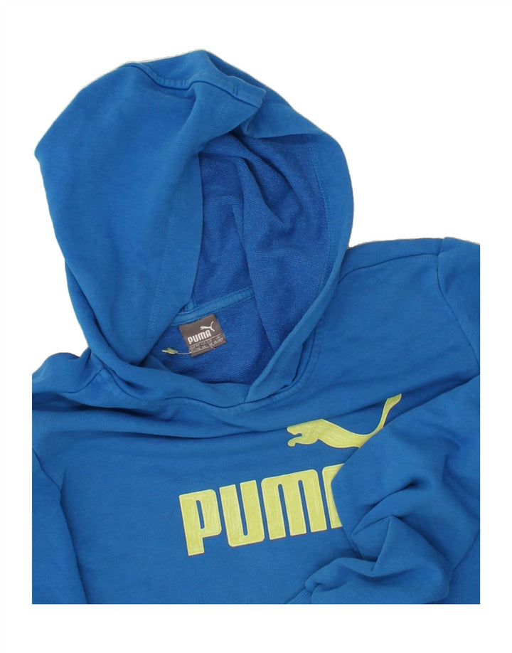 PUMA Boys Graphic Hoodie Jumper 13-14 Years Blue Cotton Vintage Puma and Second-Hand Puma from Messina Hembry 