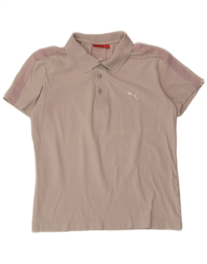 Camisa polo masculina Puma pequena cinza colorblock
