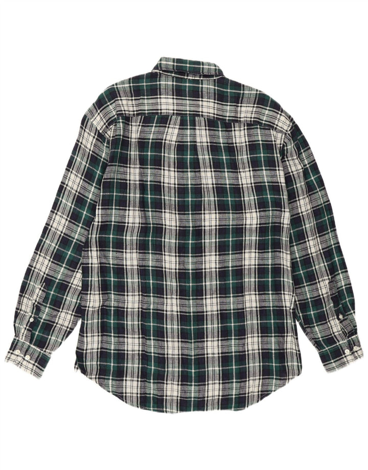Camisa masculina GAP linho xadrez verde médio