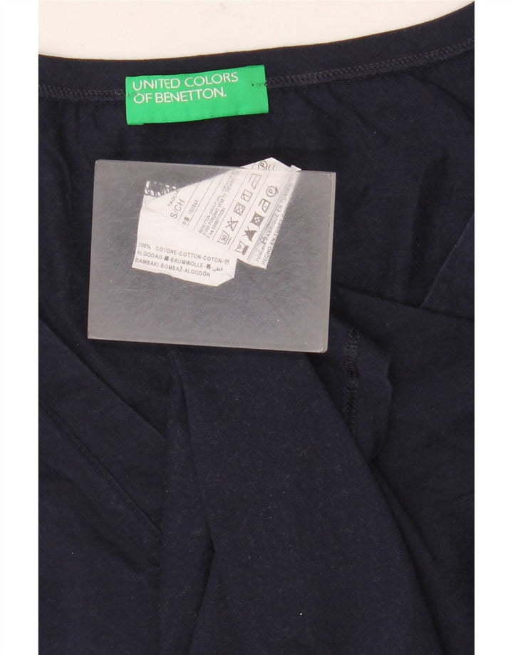 Colete feminino Benetton UK 10 pequeno algodão azul marinho