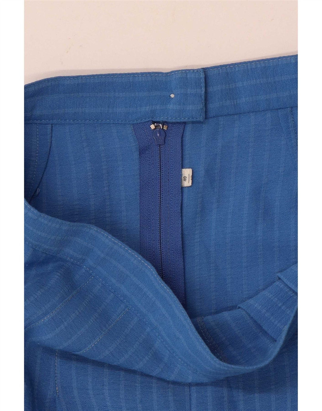 Bermuda feminina vintage cullotes IT 40 pequena W24 risca de giz azul