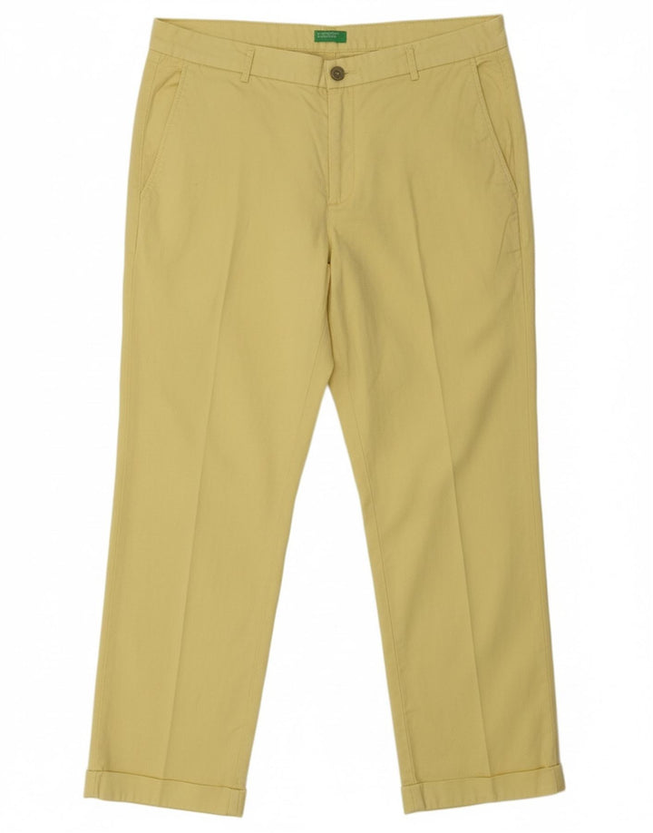 Calça feminina cortada reta BENETTON W34 L24 amarela
