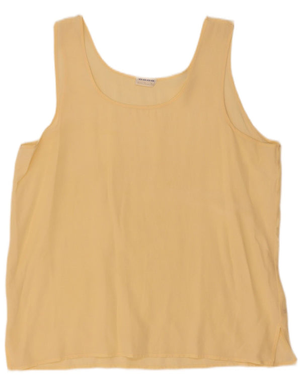 Blusa feminina vintage sem mangas Top UK 16 seda amarela grande