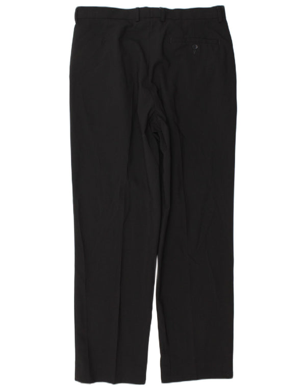 Calça chino reta masculina Marks & Spencer W34 L31 poliéster preto