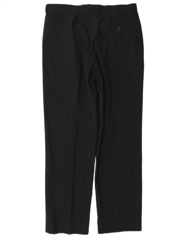 Calça chino reta masculina Marks & Spencer W34 L31 poliéster preto