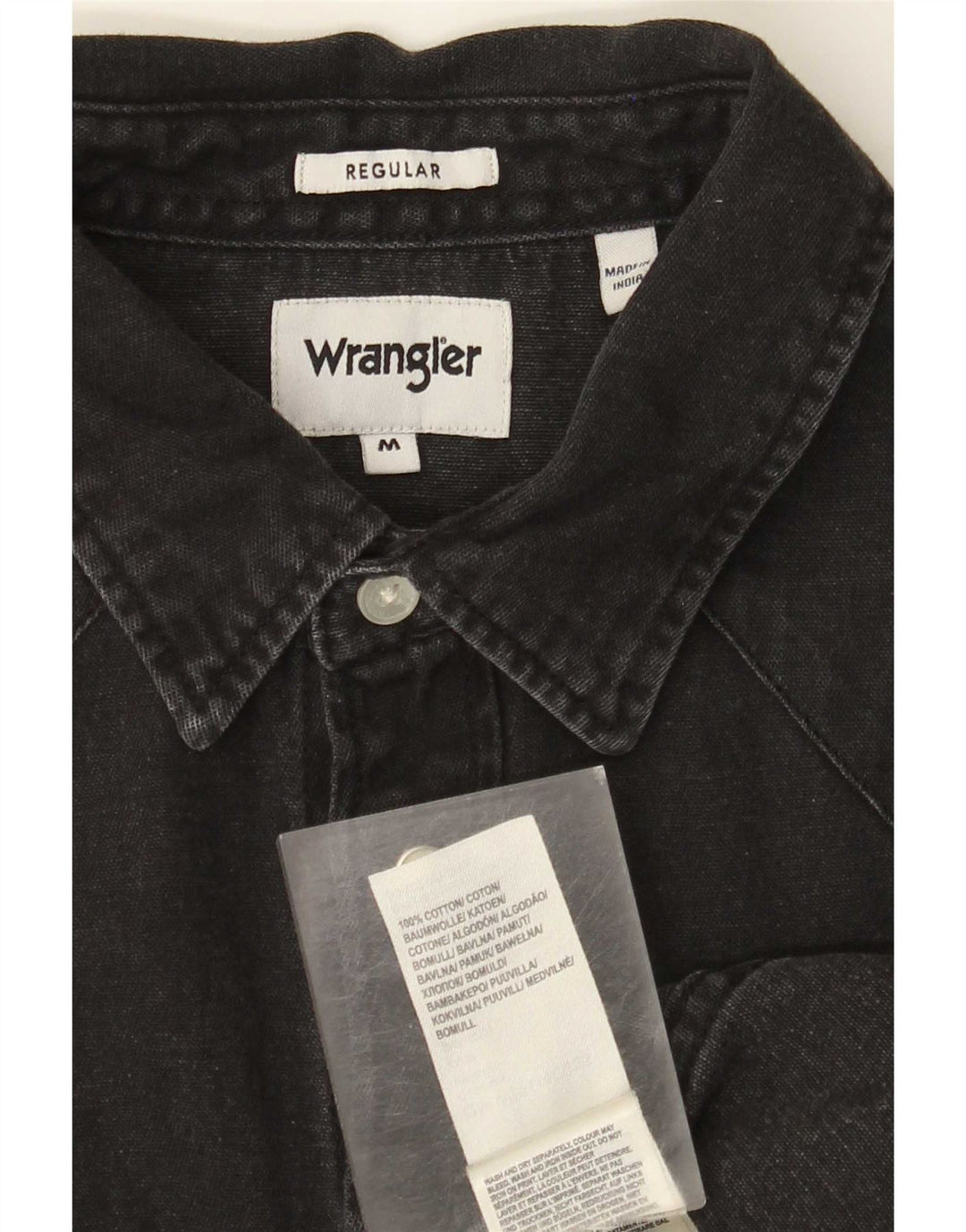 Camisa Wrangler masculina Western Regular Fit jeans médio preto algodão