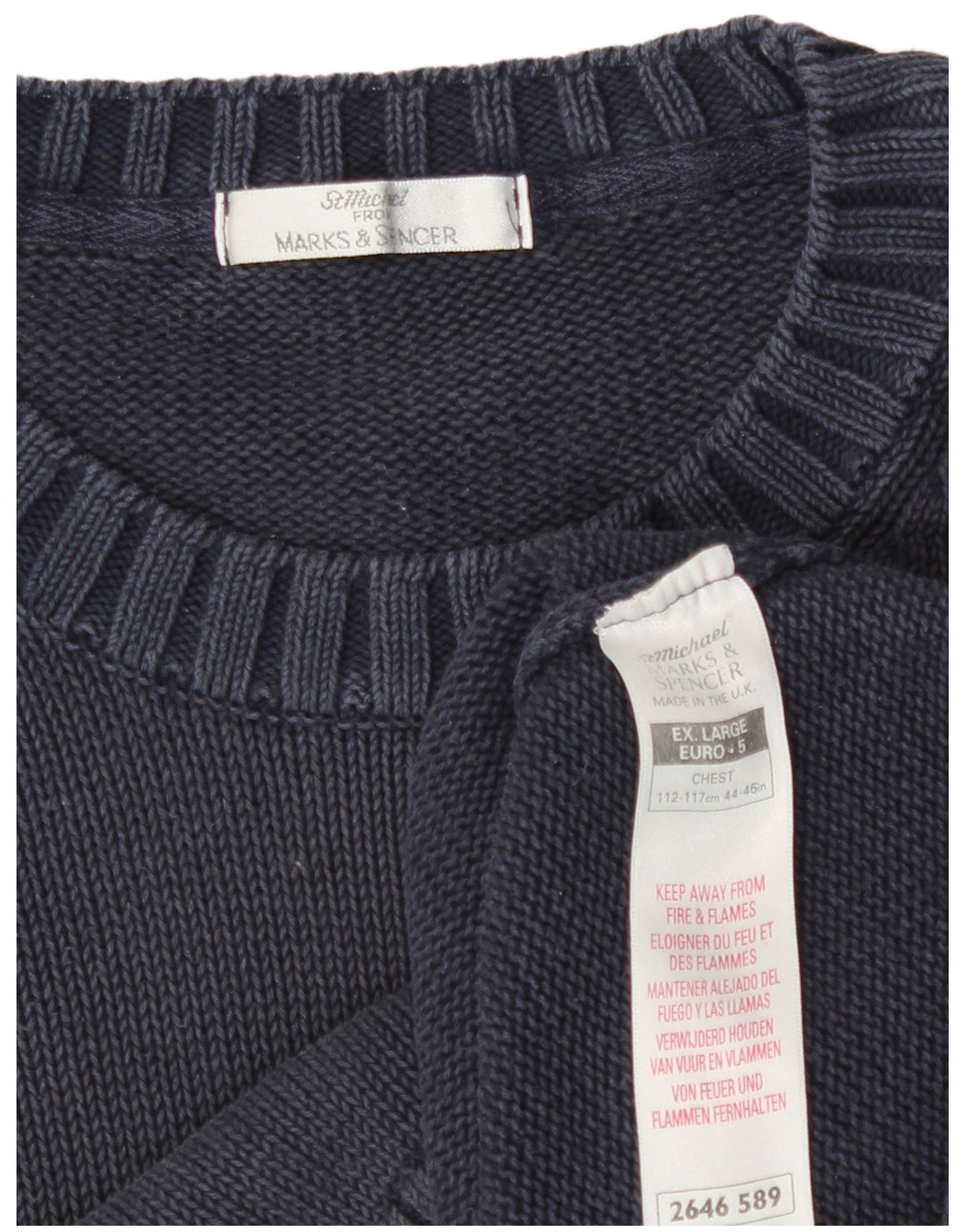 Suéter masculino Marks & Spencer St. Michael com gola redonda XL azul clássico
