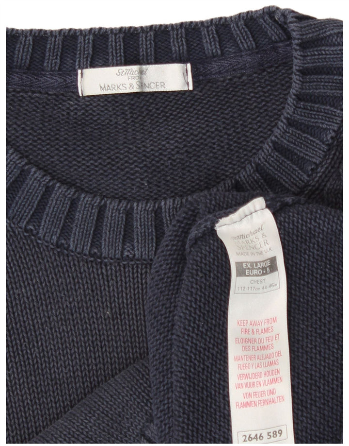 Suéter masculino Marks & Spencer St. Michael com gola redonda XL azul clássico