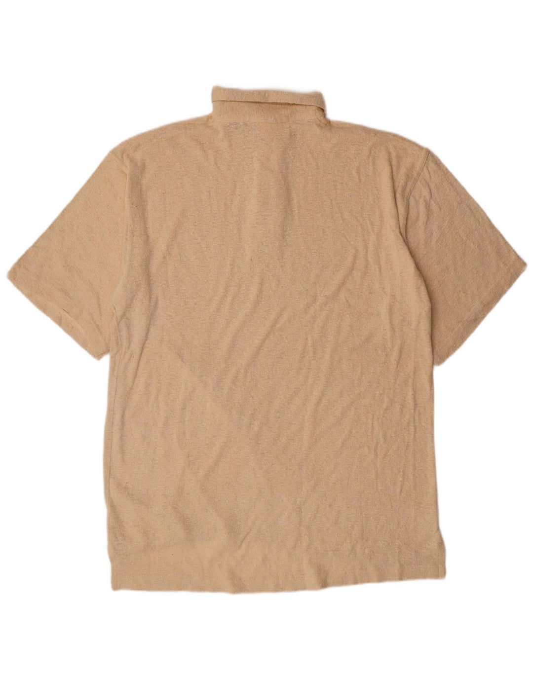 Lerros Camisa polo masculina de manga curta grande seda bege