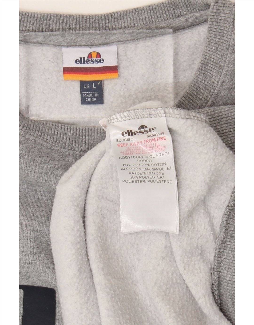 ELLESSE moletom gráfico masculino jumper grande algodão cinza